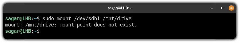 mount point does not exist error in linux