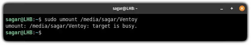 target is busy while unmounting the drive in Linux