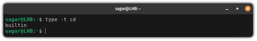 identify the built-in command using the type command in Linux