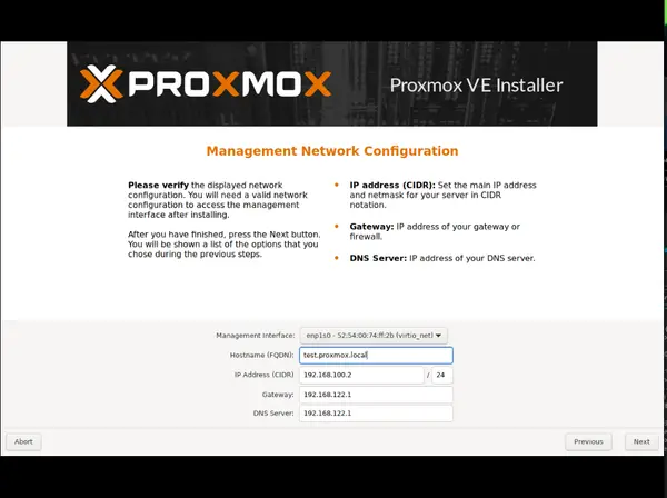 Network config with Proxmox