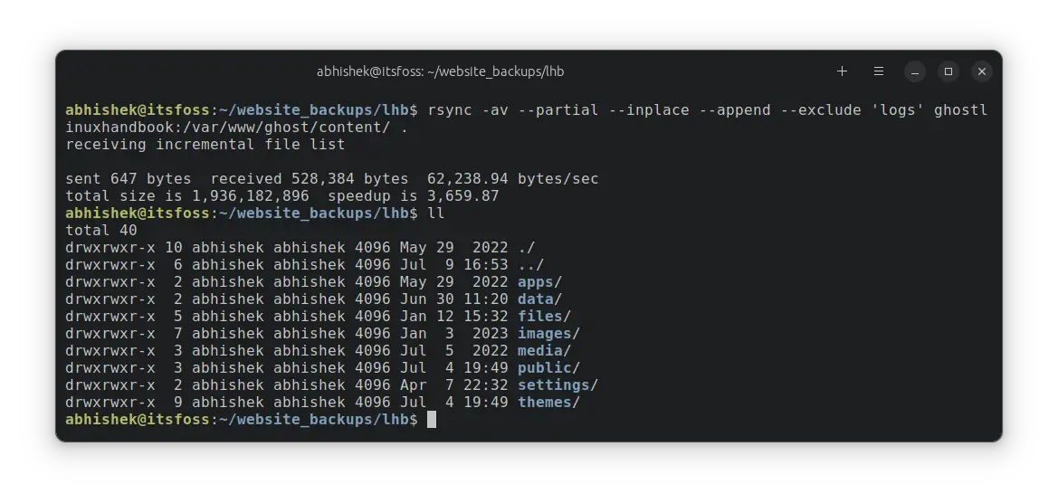 Rsync exclude files and directories examples 