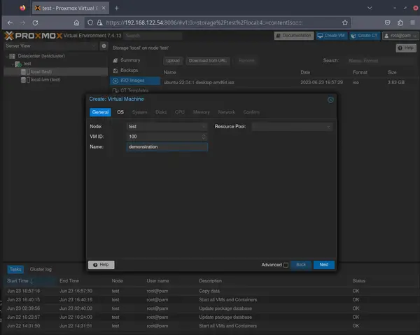 Name the VM in Proxmox