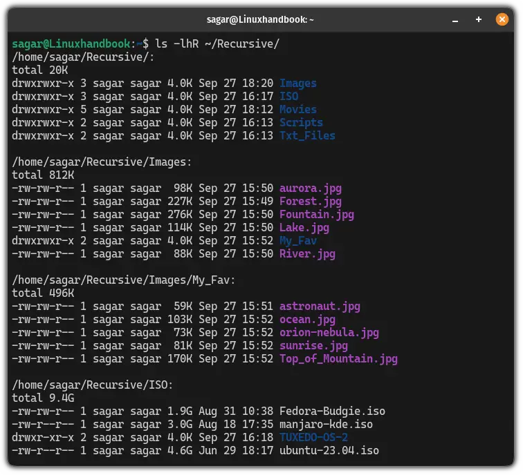 Use ls Command Recursively