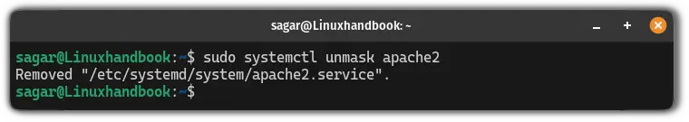 unmask the service using the systemctl command in Linux