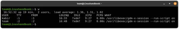 Use w command in Linux